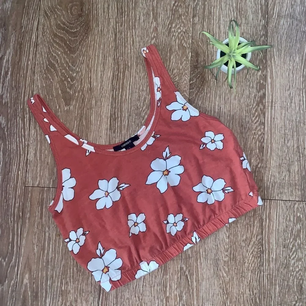 Rust Floral Crop Top - Picture 1 of 5